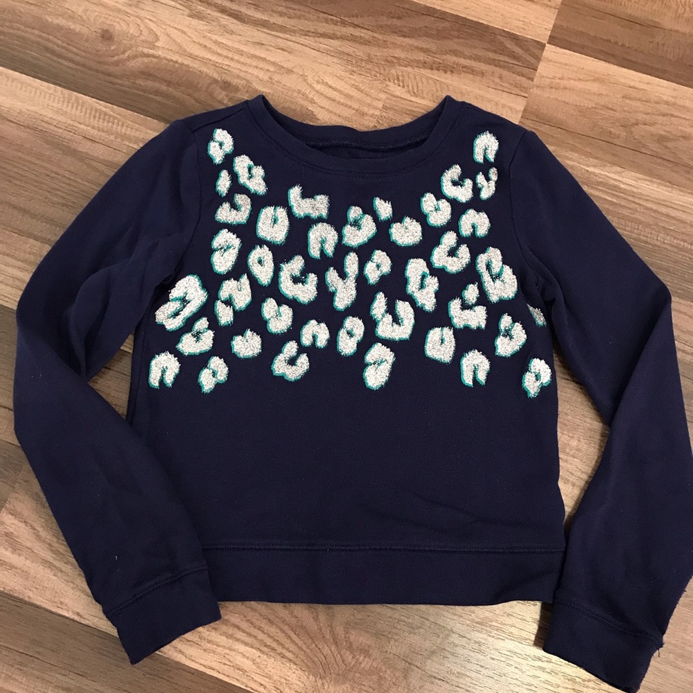Justice Navy leopard print sweater Girls size 7